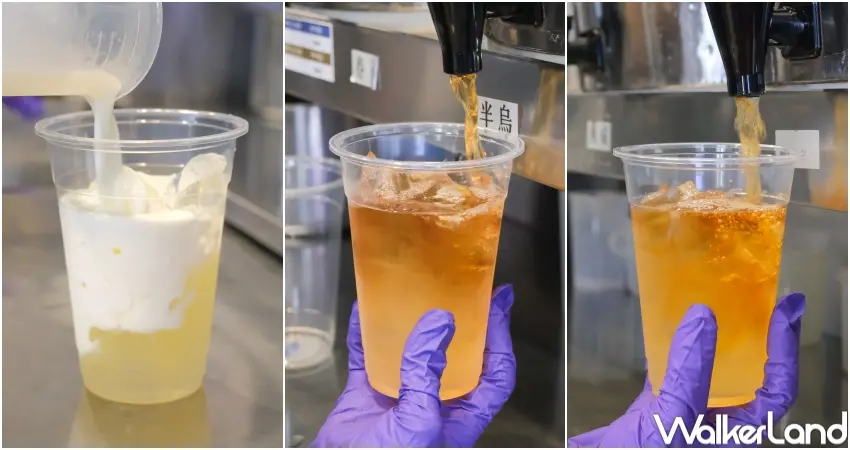 ▲可不可熟成茶行推出蘋果麗春蘋果春芽蘋果茶花烏龍與蘋果春芽厚乳4款新品，各自呈現不同茶感層次。（攝影：張人尹）