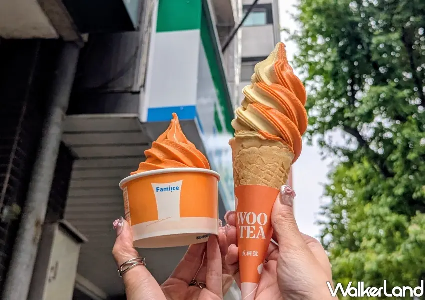 ▲手搖控必搶五桐號聯名「泰式奶茶霜淇淋」，橘紅色外觀搭配聯名紙套成為社群打卡熱點。