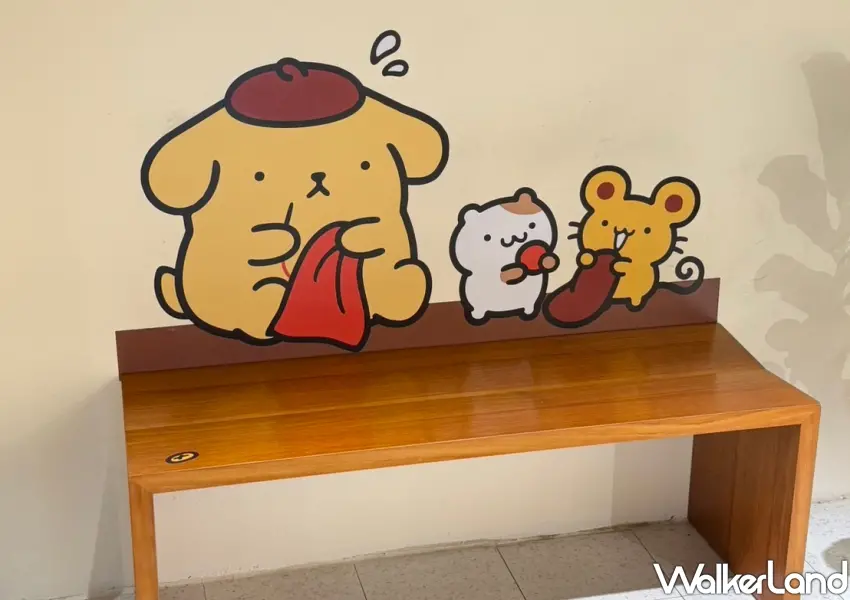▲布丁狗和好友超萌現身誠品南西，打卡牆吸引三麗鷗粉絲駐足拍照。