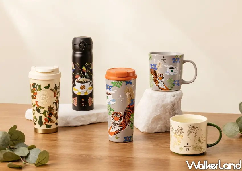 ▲星巴克典藏DREAMPLAZA台北限定系列，包含藝術插畫馬克杯與不鏽鋼杯，展現魔幻時刻藝術美學。