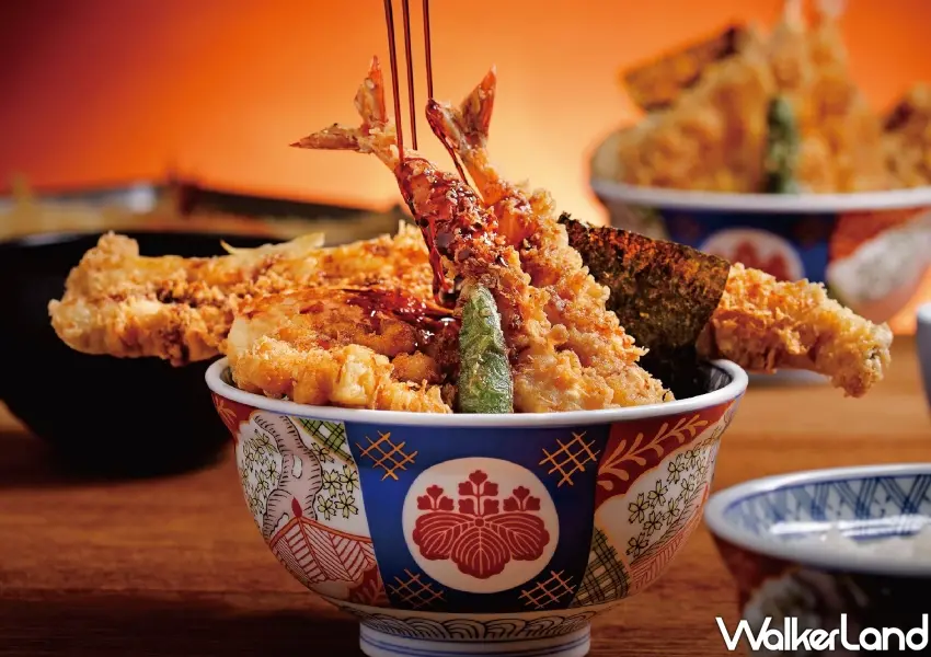 ▲金子半之助江戶前天丼淋上秘傳醬汁，穴子魚與鳳尾蝦交織道地日本職人美味。