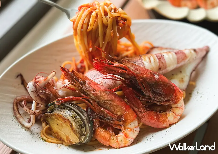 ▲宜蘭美食推薦「漁光海」推薦菜單:漁夫海鮮義大利麵 $320(攝影:蕭芷琳)