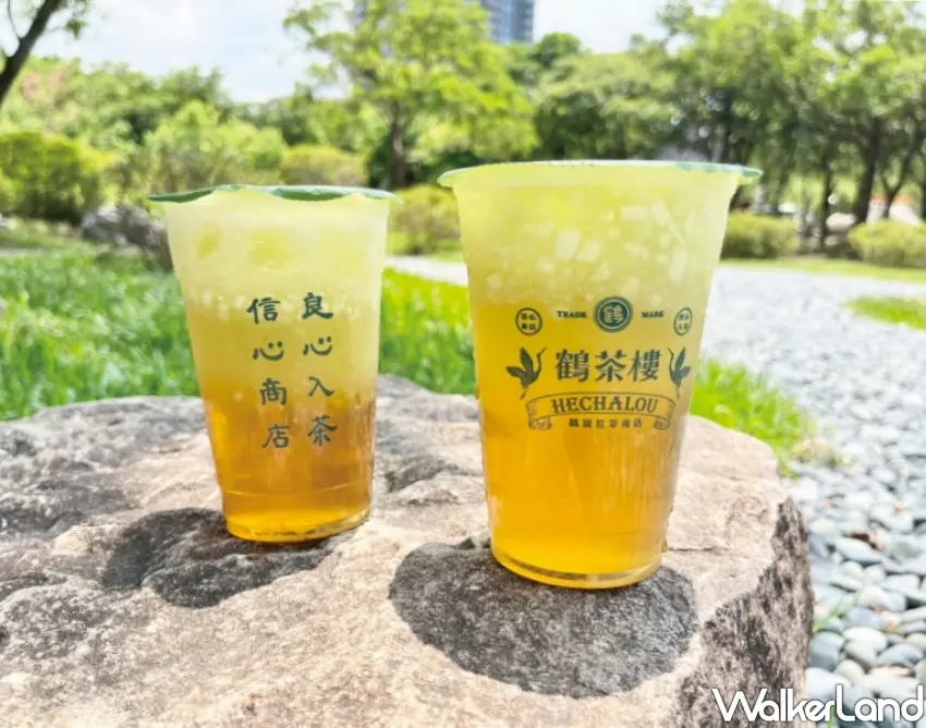 ▲「香瓜金萱青茶」金黃色澤茶湯搭配翠綠香瓜冰沙，視覺味覺雙重享受。