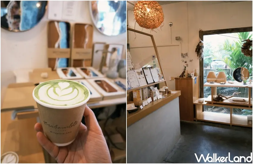 ▲ensemble coffee miyakoisland提供義式咖啡、抹茶拿鐵與焙茶拿鐵等飲品選擇。(攝影:張人尹)