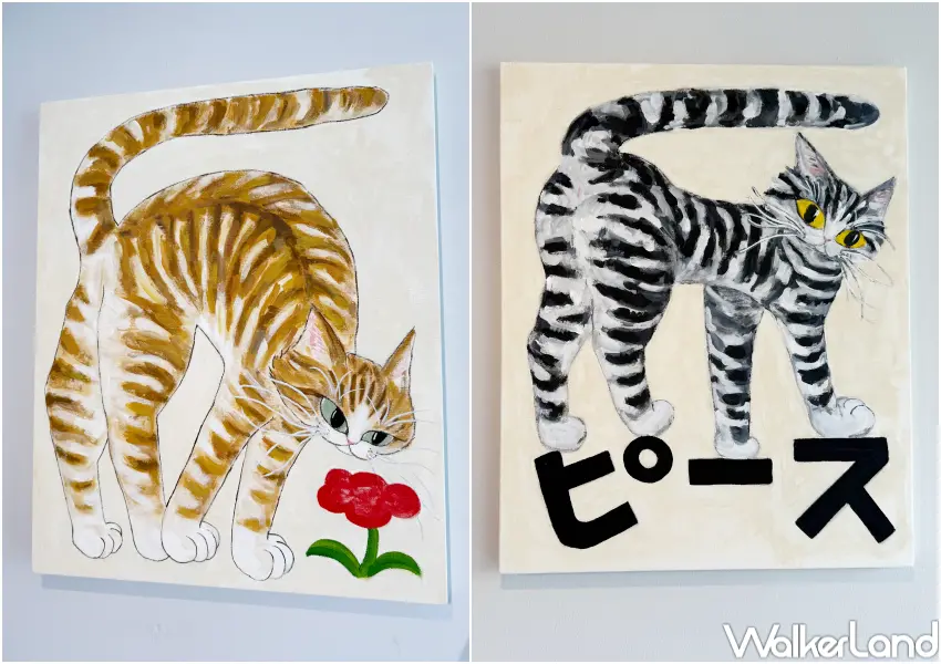 ▲台北大直展覽展出門倉太久斗貓咪作品，透過想像動物如何看世界，能幫助人類以更超脫的眼光審視生活。(攝影：鄭亦庭)