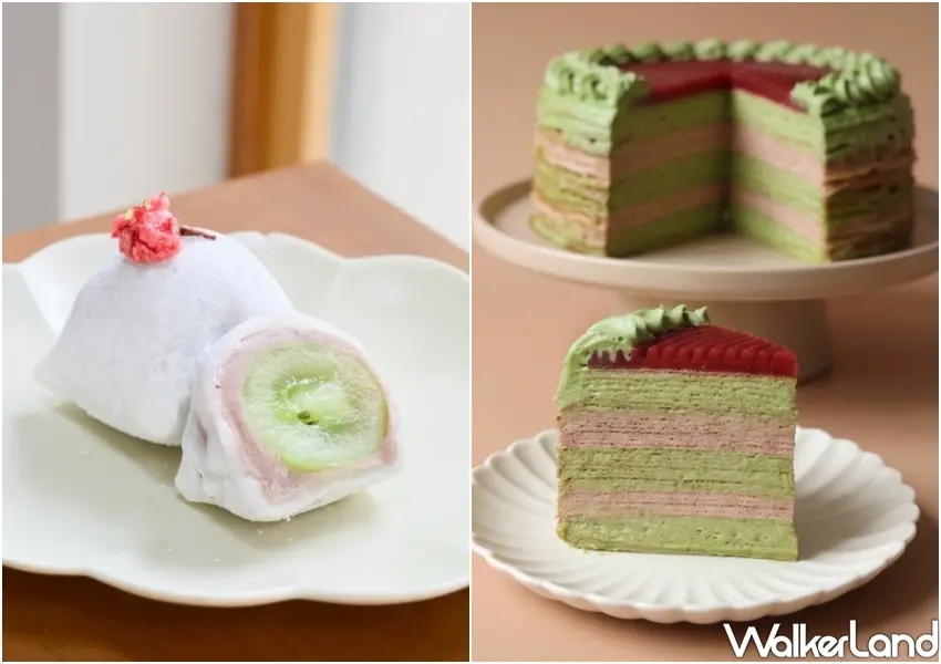 ▲「米弎豆お菓子処」日式櫻花大福與「Luna handmade dessert」開心果覆盆子千層，一站解鎖職人手藝。