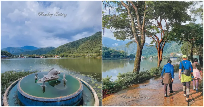 ▲「南投鯉魚潭」有小西湖的美稱,湖畔步道平緩好走,很適合親子旅遊、長輩同行,一起感受靜謐舒心的湖光景致。