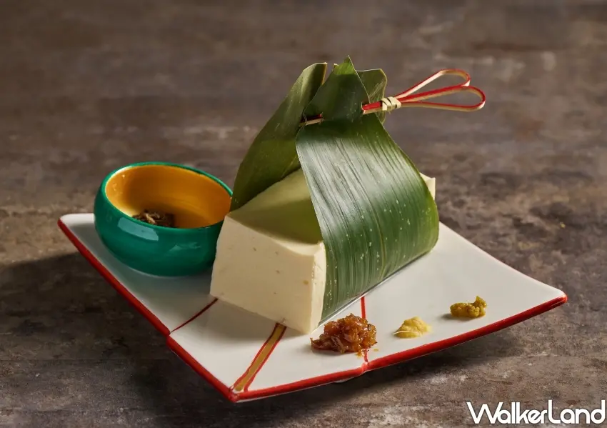 ▲捷運東門站必吃和風料理，豆舞YUDOFU以竹葉包裹的和風冷豆腐口感沁涼，優雅傳達出純淨的職人豆香。