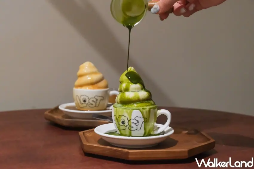 ▲LOST and Føund內湖店同步推出抹茶冰激淋瀑布、聯名咖啡與義大利麵,成為內湖上班族新歡。(攝影:張人尹)