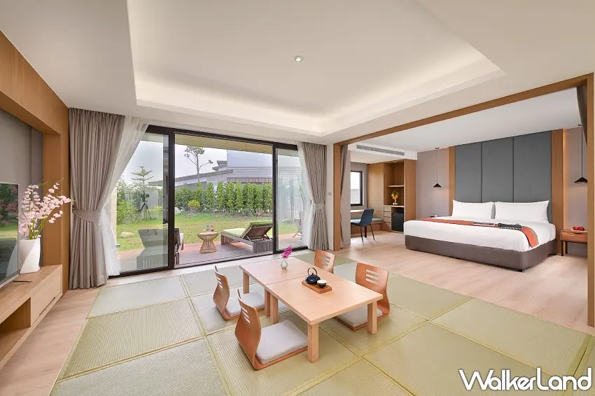 ▲擁有獨立景觀與隱密空間的高級庭園Villa平日入住可享受房型免費升等至豪華庭園Villa的頂級尊榮禮遇,圖/宜蘭綠舞國際觀光飯店提供;窩客島編輯李維唐整理