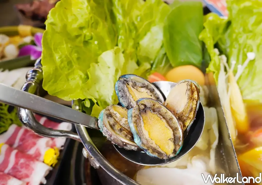 ▲「涮樂和牛」鍋物全桌免費升級的肥美九孔鮑魚吃到飽，鮮甜海鮮搭配自助吧超划算。