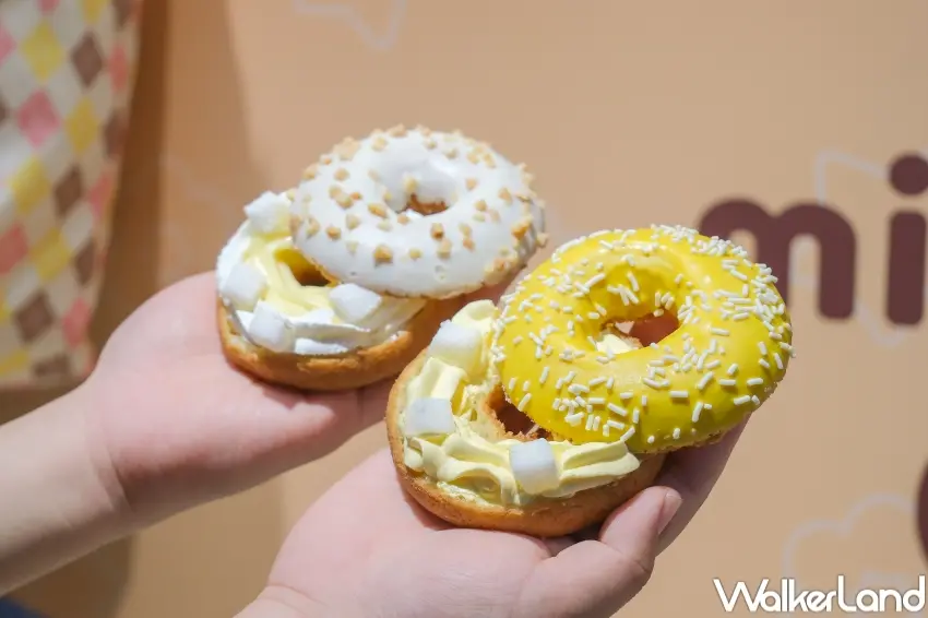 ▲Mister Donut泡芙系甜甜圈6月2日起開賣,同步祭出買5送1、買6送2與飲品優惠。(攝影:張人尹)
