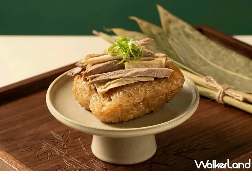 ▲台南遠東香格里拉飯店「淮揚御醬鴨方粽」為端午新品,取材香酥鴨方,鴨肉與腐竹入餡,層次分明。圖/台南遠東香格里拉提供;窩客島編輯李維唐整理