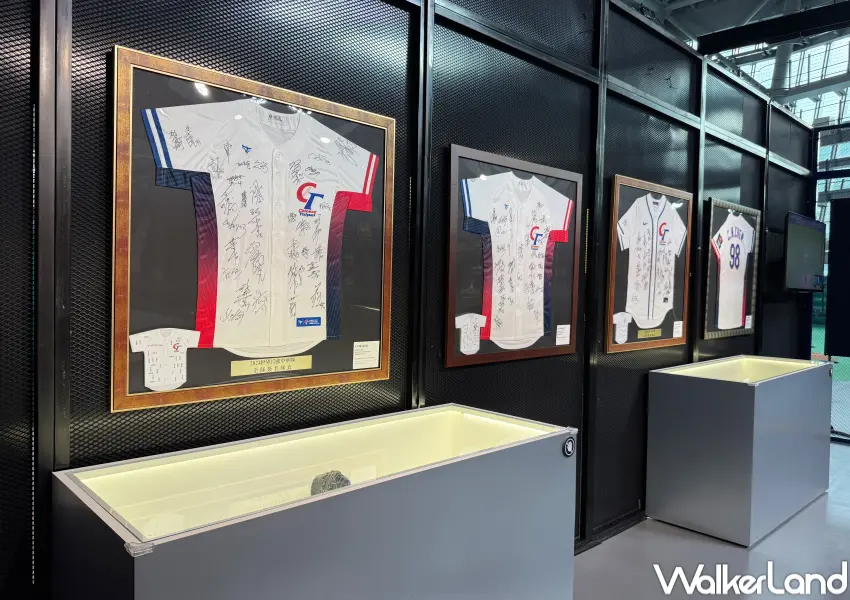 ▲南港棒球特展免費逛！展出世界棒球經典賽事球衣、全隊員簽名球等。(攝影：鄭亦庭)
