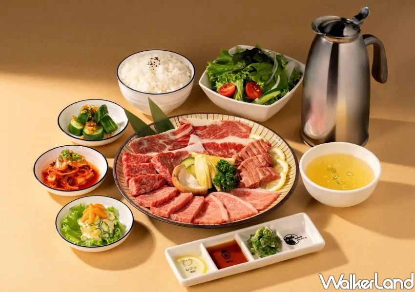 ▲肉控歡迎的和牛全明星五種盛合商業午餐，一次集結厚切牛舌排與特選赤身等五種頂級肉品。