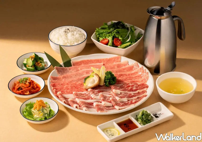 ▲乾杯燒肉全新登場的高CP值日本A5和牛商業午餐，附贈無限續點的越光米飯和特製每日湯品。
