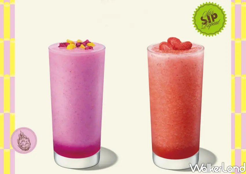 ▲社群敲碗強勢回歸的星巴克熱賣飲品「芒果火龍果冰雪星沁爽」、「草莓巴西莓冰雪星沁爽」限時回歸。