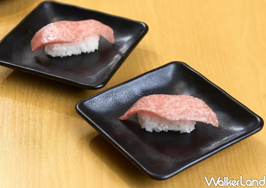 ▲老饕手刀瘋搶的夢幻「黑鮪魚金三角」握壽司，下巴連接肚子的珍稀部位油脂豐厚，如霜降牛肉般入口即化。