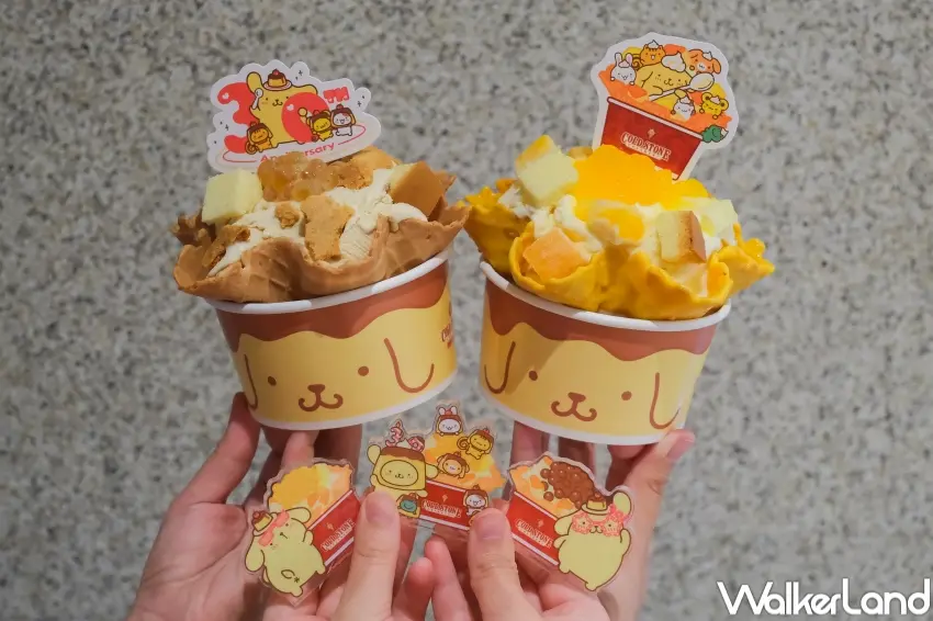 ▲COLD STONE攜手布丁狗歡慶30週年生日，推出聯名杯身、插卡與限定周邊，打造專屬夏季生日派對。（攝影：張人尹）