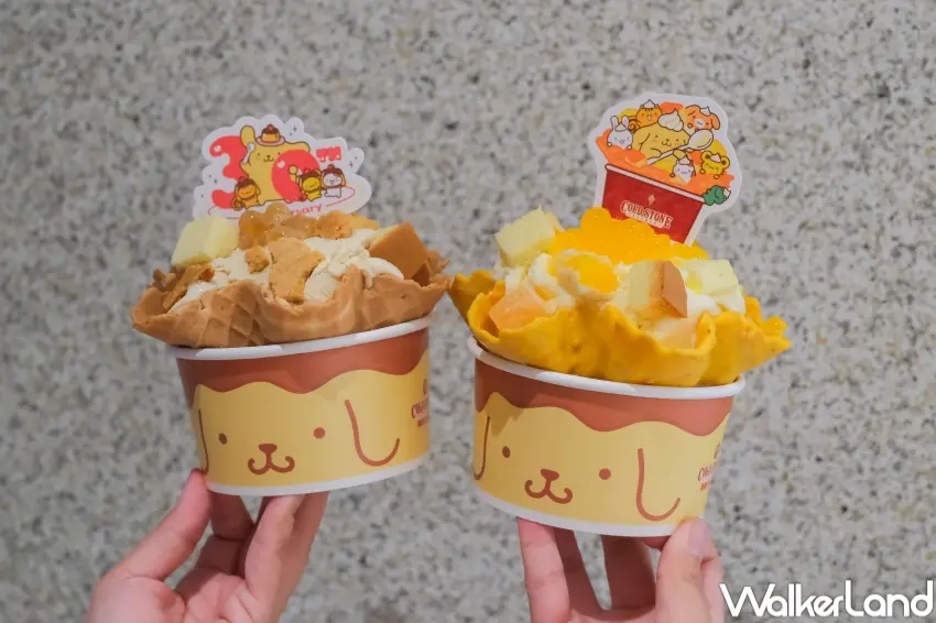 ▲COLD STONE推出「酷聖石好冰友」聯名活動，布丁狗經典大臉與屁屁細節同步現身，粉絲必拍。（攝影：張人尹）