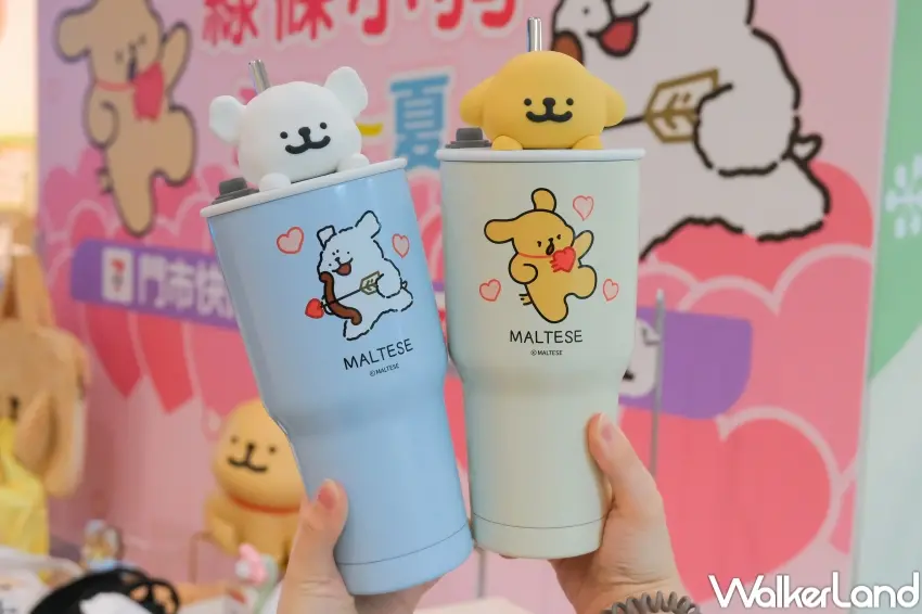 ▲線條小狗集點小物提供小金毛與馬爾濟斯雙款式設計，滿足粉絲不同收藏喜好。（攝影：張人尹）