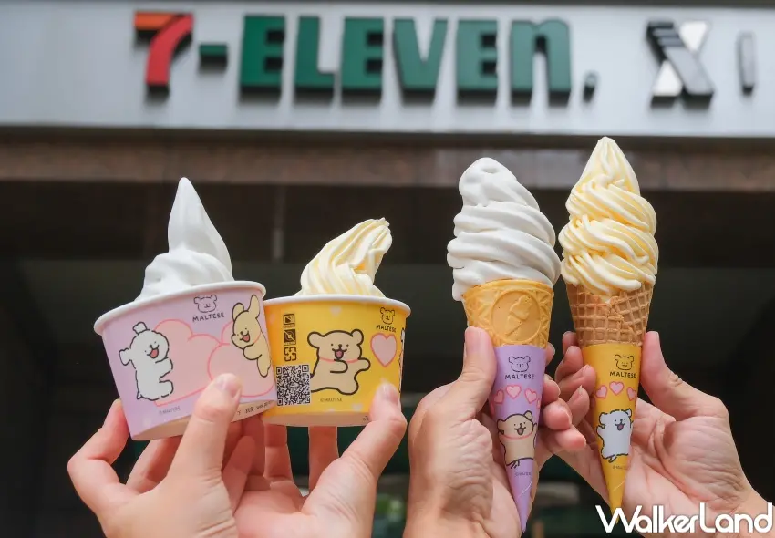 ▲7-ELEVEN思樂冰、酷聖霜與雪淋霜同步推出線條小狗杯身設計，新口味霜淇淋也一起登場。（攝影：張人尹）