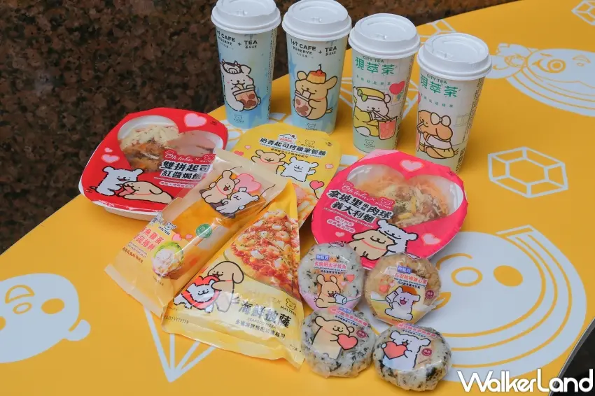 ▲7-ELEVEN推出多款線條小狗聯名鮮食，包含飯糰、捲餅與義大利麵等人氣品項。（攝影：張人尹）