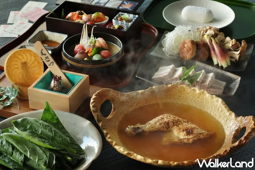 ▲精緻盛裝的上州豐傳會席料理，包含極具分量的上州常夜鍋，完美款待每位饕客的味蕾。圖／星野集團提供；窩客島編輯李維唐整理