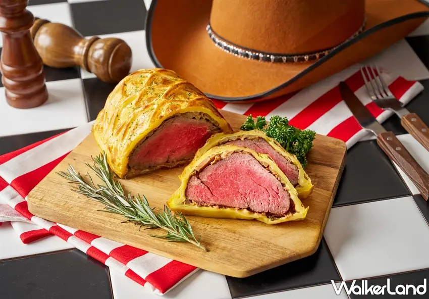 ▲假日限定供應的經典威靈頓牛排,以酥香金黃外皮包覆鮮嫩牛排,層次豐富、口感飽滿,為「仲夏美牛饗肉節」必吃亮點之一。圖/六福旅遊集團提供;窩客島編輯李維唐整理
