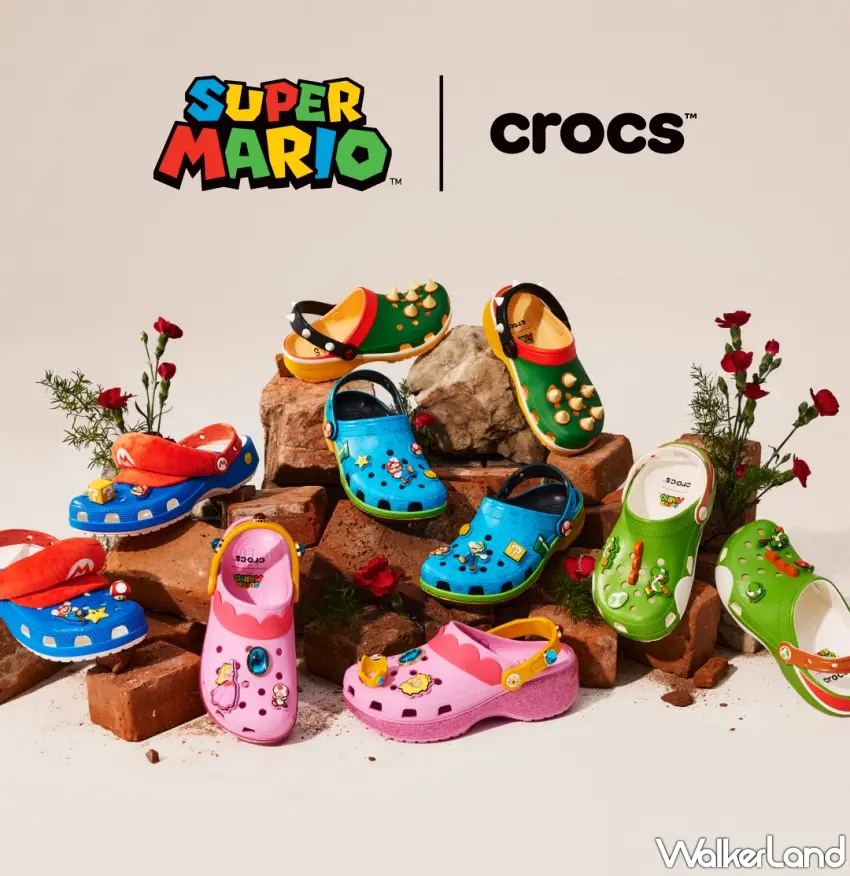 ▲Crocs2026全新超級瑪利歐聯名系列將經典蘑菇王國角色化為大人系潮流鞋履。圖/Crocs提供;窩客島編輯李維唐整理