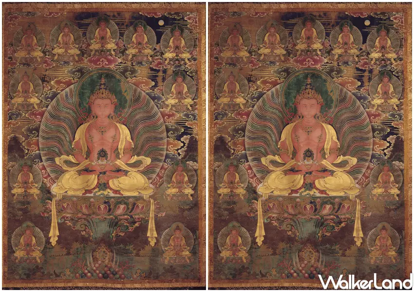▲文化部指定重要古物〈無量壽佛大藏畫〉於史博館特展亮相，更與台北霞海城隍廟合作，迎城隍神尊坐鎮。