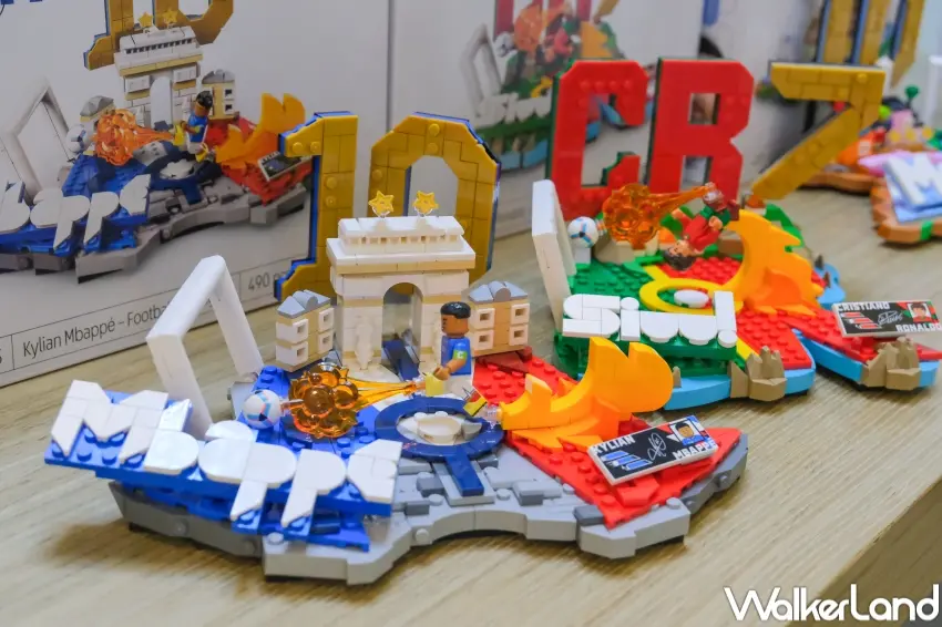 ▲LEGO® Editions足壇焦點系列推出Messi、Cristiano Ronaldo、Mbappé與Vini Jr.共4款模型。(攝影:張人尹)
