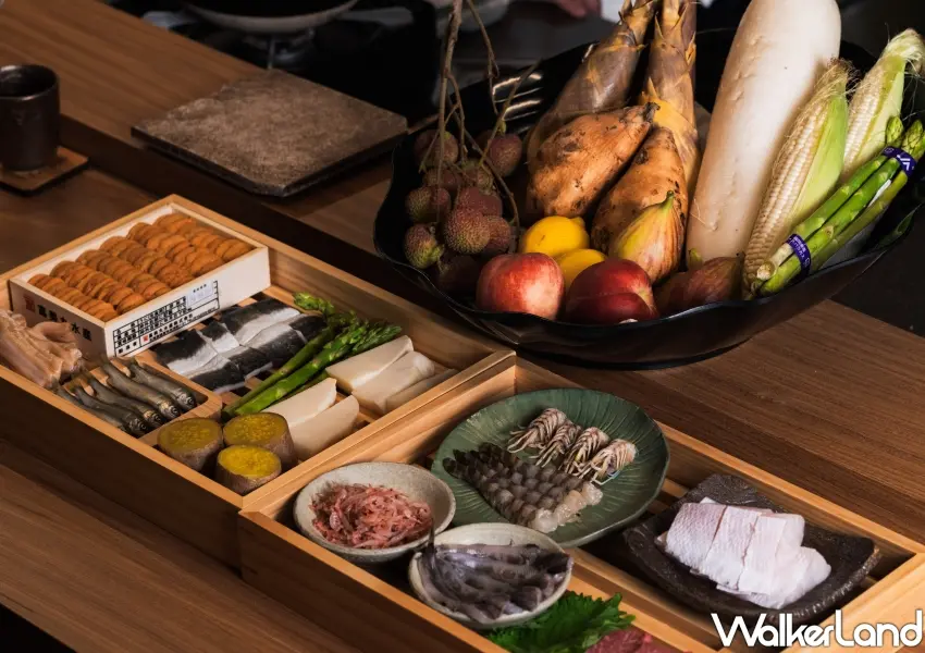 ▲作天麩羅割烹嚴選的頂級海鮮,與無花果等新鮮台日蔬果食材。