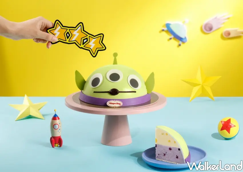 ▲「哈根達斯」限定三眼怪星際派對蛋糕,芒果與藍莓風味超酸甜,還附贈可自由組裝的星星墨鏡紙卡。