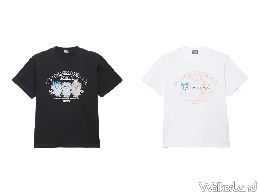 ▲專為一週年打造的限定寫真T恤,黑色與白色兩款皆印有精緻的角色大集合圖樣。圖/吉伊卡哇樂園提供;窩客島編輯李維唐整理