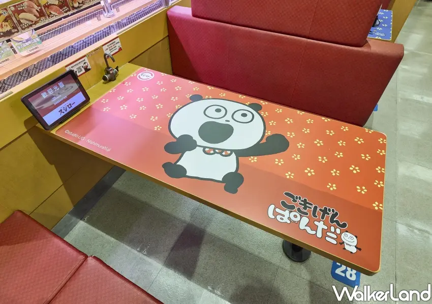 ▲期待壽司郎Ｘ西村優志聯名主題門市，店內都換上可愛的驚喜桌面。
