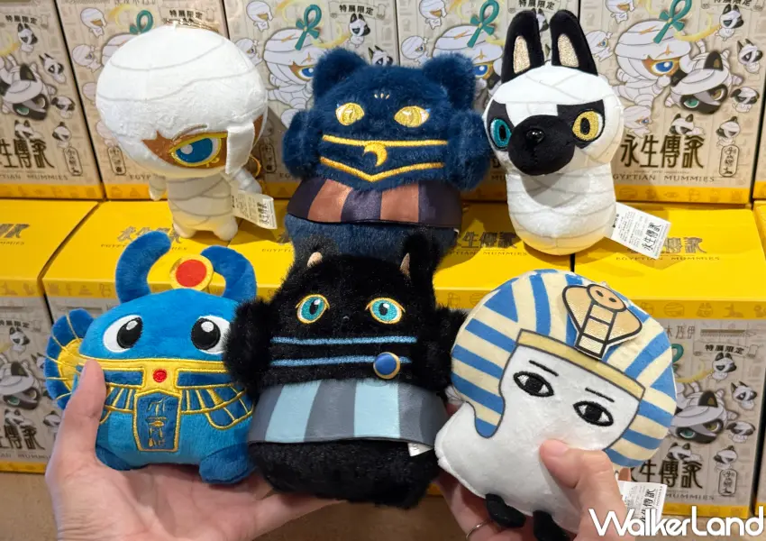 ▲歷史博物館埃及木乃伊特展周邊必買推薦!特展獨家盲盒毛絨吊飾限量200盒,聖甲蟲、梅傑德、巴斯特、阿努比斯等6種造型。(攝影:鄭亦庭)