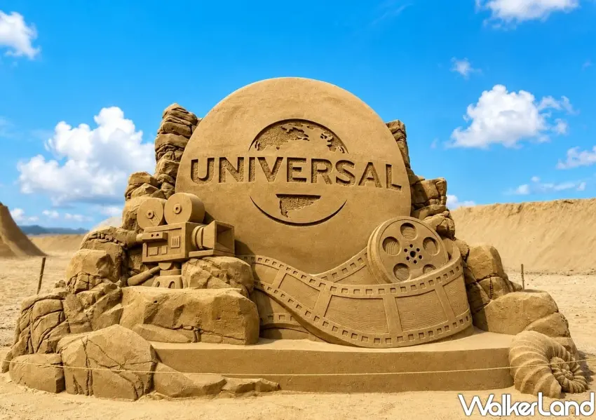 ▲福隆國際沙雕藝術季以環球夏日沙雕派對為主題熱鬧登場,現場由國內外藝術家聯手打造影城經典電影大型沙雕,吸引遊客前往賞景。
