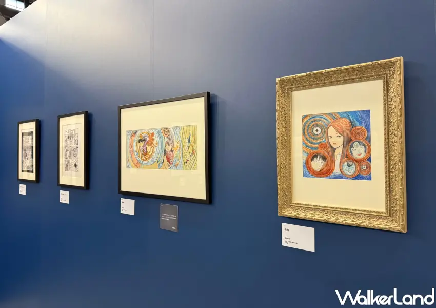 ▲台北松菸伊藤潤二展現場打造多個主題展區、打卡區,更有多個富江明信片、筆記本等周邊。(攝影:鄭亦庭)