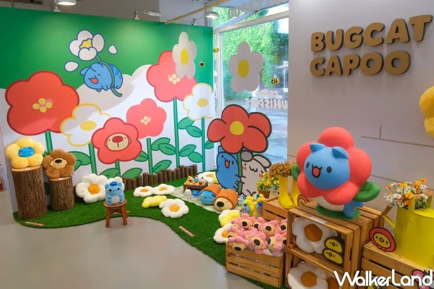 ▲貓貓蟲咖波與好朋友們化身快閃店主角,透過野餐、午睡與甜點場景陪伴粉絲度過悠閒時光。(攝影:張人尹)