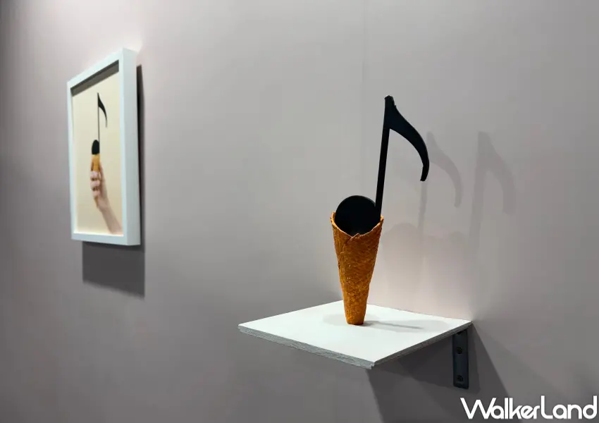 ▲台北科教館展覽《奇想世界》以四大主軸規劃,第一展區以音符、音樂打造巨型音符盆栽裝置。(攝影:鄭亦庭)