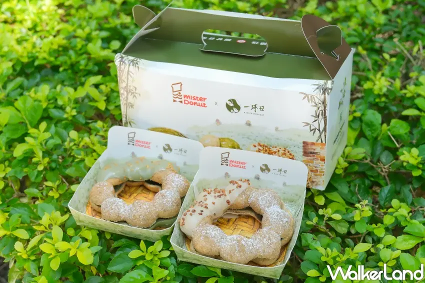 ▲Mister Donut首度攜手一沐日推出6款聯名甜甜圈，以草仔粿、艾草、蕎麥及糯米香茶打造全新回甘風味。（攝影：張人尹）