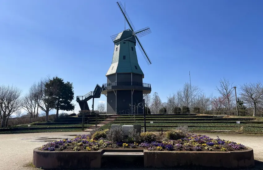 ▲初學者路線的終點-霞浦綜合公園,則以一座荷蘭風格的大型風車作為地標。