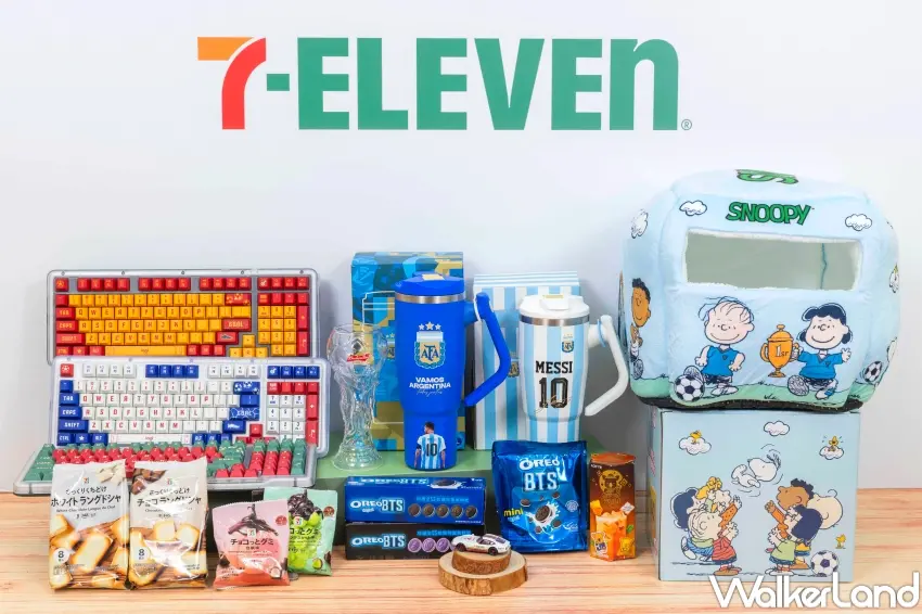▲7-ELEVEN推出球星公仔、球衣提袋與足球主題周邊商品,滿足足球迷收藏需求。