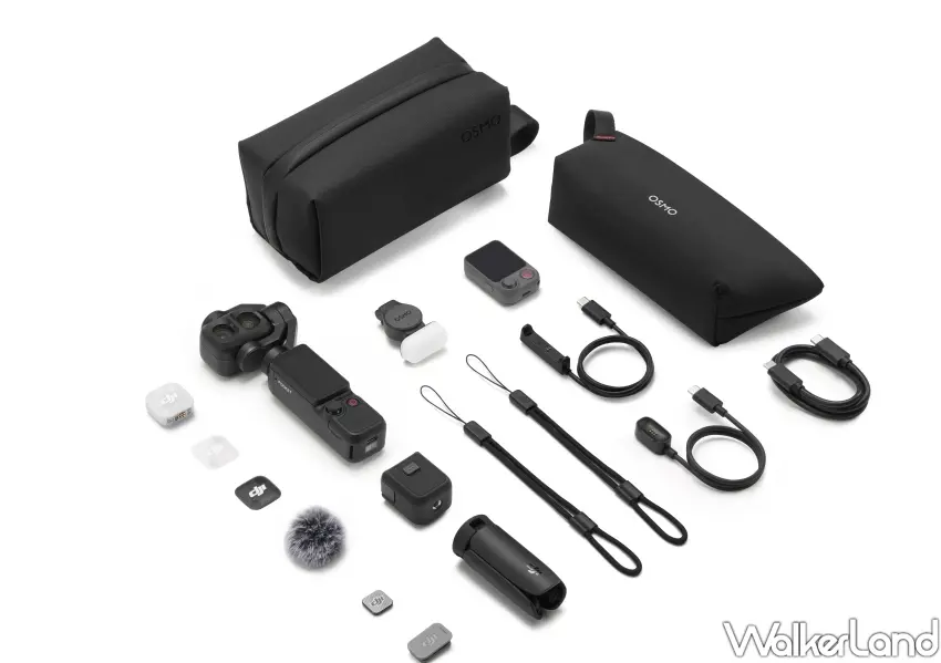▲最新款相機DJIOsmoPocket4PVlog套裝內容物,內含多款實用配件,完美匹配不同需求使用者拍出電影級畫面。