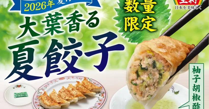 煎餃控尖叫！日本王將餃子新品大葉香夏餃子，沾特製醬汁超消暑。