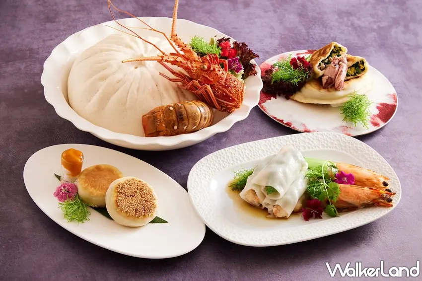 ▲JR東日本大飯店台北凱華樓中華料理自7月1日至9月30日推出限時「龍宮海鮮港點盛宴」，由楊德興主廚嚴選整隻龍蝦、明蝦、海膽及新鮮小卷等高檔海洋食材，融合粵式點心工藝打造4款兼具視覺震撼與細膩風味的創意港點。圖／JR東日本大飯店台北提供；窩客島編輯李維唐整理