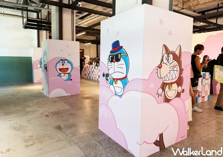 ▲100%哆啦A夢櫻花節 in 台北在松菸打造櫻花小屋、戶外櫻花等夢幻打卡場景，搭配滿滿櫻花氛圍與香氣，彷彿一秒飛到日本賞櫻。(攝影：鄭亦庭)
