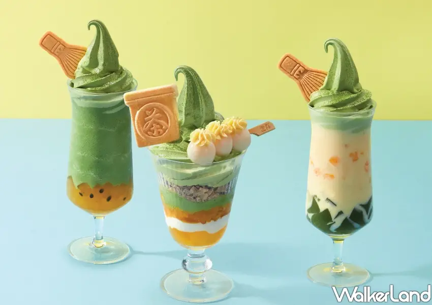 ▲「辻利茶舗」芒夏茶韻系列推出多款夏日限定冰品甜點,以盛產芒果與百香果結合經典宇治抹茶。