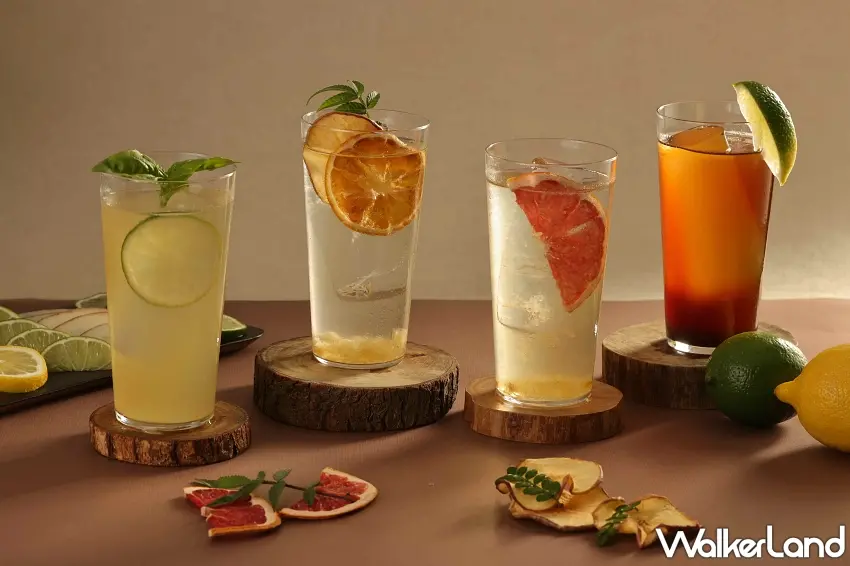 ▲台北晶華酒店二樓上庭酒廊延續首爾MAMALEE餐酒館概念,推出多款融合茶香與微醺氛圍的Highball特調。圖/台北晶華酒店提供;窩客島整理